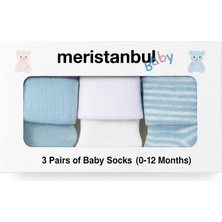 TeknoKapsül Baby 3'lü Bebek Çorabı –%80 Pamuk, Hediye Kutulu – 0-3/3-6/9-12 Ay – Çizgili ve Düz, Pembe ve Mavi Seçenekli