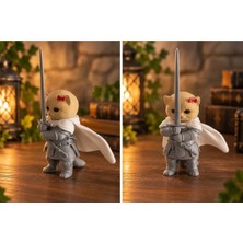 Şövalye Kedi Figürü – Meme Kedi Dekoru – Sevimli Kedi Biblo – Masaüstü Dekorasyon – 3D Baskı