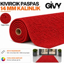 Givy Kıvırcık Halı Paspas 14 mm Kaymaz Tabanlı Pvc Yolluk Kapı Önü Merdiven ve Zemin Paspası