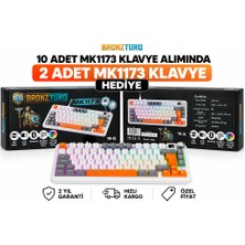 BRONZTURQ MK1173-10 Rainbow Üç Modlu (Usb+2.4g +Bt) Pink Switch 10'LU PAKET + 2 HEDİYE Mekanik Klavye