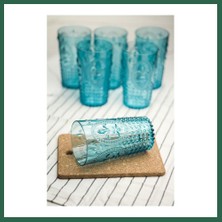 Vintessy Vıntessy Akrilik Aquamarin 6'lı Uzun Bardak & Su Meşrubat Bardağı 750 ml ( Büyük Boy & Cam Değildir ) BZS01