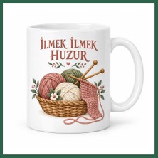Vintessy Vıntessy Ilmek Ilmek Huzur Örgü ve Yumak Tasarımlı Porselen Kupa - Model 263 BZS01