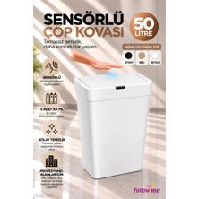 Follow Me Sensörlü Çöp Kovası 50LT Beyaz -FM414705beyaz