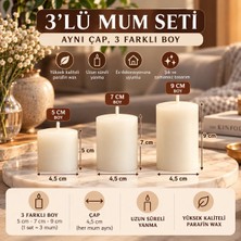 Royal 3 Adet Beyaz Renkli Parfümlü Silindir Mum Seti Şık Tasarım ve Kullanım