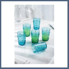 Bezos Akrilik Aquamarin 6'lı Kısa Bardak & Su Meşrubat Kahve Yanı Bardağı 400 ml ( Cam Değildir ) BZS10