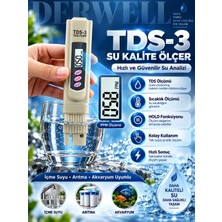 Derwell Dijital Tds-3 Metre Su Kalite Ölçme Cihazı Su Saflık Ölçer Sıcaklık Testi Içme Suyu Havuz Akvaryum Su Test Cihazı