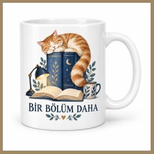 Bezos Bir Bölüm Daha Kitap ve Uyuyan Kedi Tasarımlı Porselen Kupa - Model 259 22