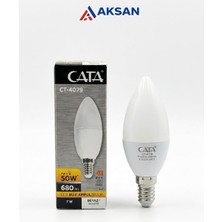 Cata CT-4079 7W E14 Ince Duy LED Buji Ampul 6400K Beyaz Işık | Avize, Aplik, Abajur Uyumlu (10 Ad
