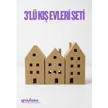 Grauhaus 3'lü Dekoratif Kış Evleri Seti Bej