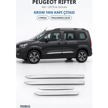 Trobus Peugeot Rifter 2019 ve Sonrası Uyumlu Krom Yan Kapı Çıtası 4 Parça Paslanmaz Çelik