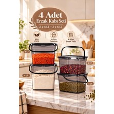 Porsima 1195 Q-Box 4'lü Kulplu Erzak ve Saklama Kabı Seti (2x4 Lt + 2x6 Lt) - Kilitli Kapaklı Çok Amaçlı Deterjan ve Bakliyat Kutusu (Siyah)