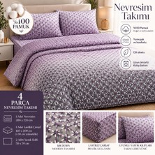 Slc Home Ranforce Şık Tasarım Çift Kişilik Nevresim Takımı %100 Pamuk 4 Parça
