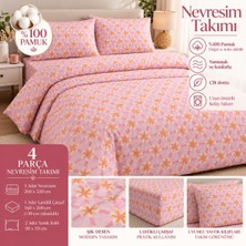 Slc Home Ranforce Şık Tasarım Çift Kişilik Nevresim Takımı %100 Pamuk 4 Parça