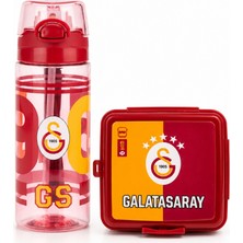 Galatasaray Lisanslı Pipetli Su Matarası + Çatallı Kaşıklı Beslenme Kutusu