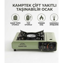 Kamptek Kamp Teknolojisi Kamptek Rüzgarlıklı Taşınabilir Kamp Ocağı - Butan Gazlı Emniyet Kilitli Piknik Ocağı Taşıma Çantalı Portatif
