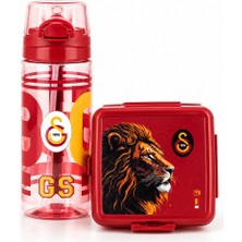 Galatasaray Lisanslı Pipetli Su Matarası + Çatallı Kaşıklı Beslenme Kutusu