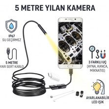 Hilera 5 Metre Yılan Kamera - LED Işıklı - IP67 Su Geçirmez - 3 Farklı Başlıklı