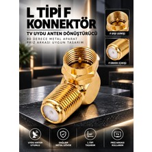 Gold 90 Derece L Tipi F Konnektör - Metal Priz Arkası Tv Uydu Anten Dönüştürücü