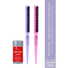 Elsa Sleek Bun Topuz Seti - 2 Adet Topuz Fırçası ve Hair Wax Stick 75G Set