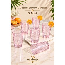 Nakkaşe Lüx Sert Plastik Akrilik Renkli 6'lı Desenli Bardak & Su Meşrubat Kahve Yanı Bardağı 330 ml