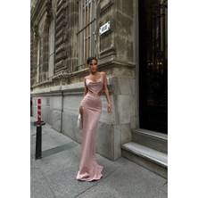 Boutique Bade Pudra Hafif Simli Abiye Elbise