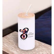 Bk Gift Kadınlar Gününe Özel Isimli Beyaz Renk Pipetli Buzlu Cam Bardak 600ML - 3, 8 Mart Kadınlar Günü