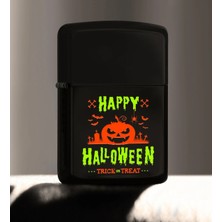 Bk Gift Happy Halloween Tasarımlı Renkli Baskılı Siyah Benzinli Metal Çakmak-8