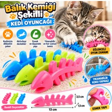 Akıllı Bayi Balık Kemiği Iskelet Şekilli Renkli Plastik Kedi Oyuncağı