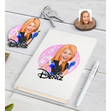 BK Gift Kişiye Özel Kadın Güzellik Uzmanı Karikatürlü Beyaz Defter Kalem ve Anahtarlık Hediye Seti-2
