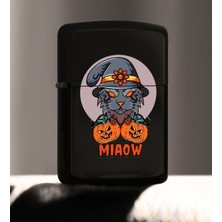 Bk Gift Happy Halloween Tasarımlı Renkli Baskılı Siyah Benzinli Metal Çakmak-1