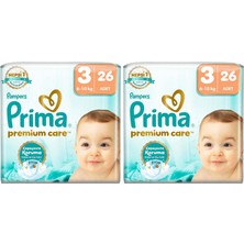 TeknoKapsül Prima Bebek Bezi Premium Care 3 Numara 26 Adet 2li Paket