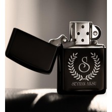 BK Gift Kişiye Özel Baş Harfli Isimli Siyah Benzinli Metal Çakmak-5