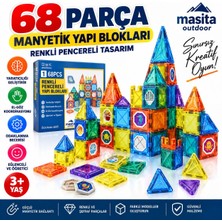 Masita 68 Parça Manyetik Yapı Blokları - Çocuklar Için 3 Boyutlu Renkli Mıknatıslı 68 Parça Manyetik Blok Oyun Seti