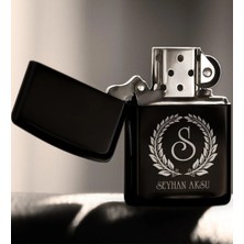 BK Gift Kişiye Özel Baş Harfli Isimli Siyah Benzinli Metal Çakmak-6