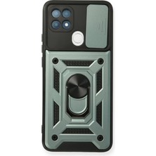 Uryport Oppo A15 Kılıf Pars Lens Yüzüklü Silikon - Yeşil
