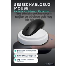 Hace Bazaar Sessiz Kablosuz Mouse 1600 Dpı Optik Sensörlü 10 Metre Menzilli USB Fare BX-315970