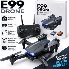 Hace Bazaar Hd Kameralı E99 Pro Drone - 4K Çift Kamera 25 Dakika 200M Mesafe Başsız Model Gece Uçan Wıfı Ka