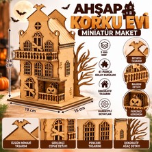 Algwood Ahşap Korku Evi Maketi 41 Parça Balkonlu Perili Ev 15X19X24 cm Mdf Maket