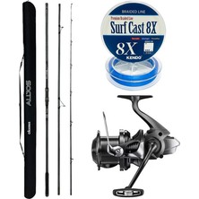 Outdoor Profesyonel Olta Seti Okuma Alijos Surf 435 cm 100+250 gr 3 Parça&shimano Makina Aerlex Xtc