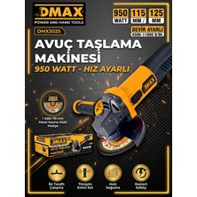 Dmax 950W Avuç Taşlama Makinesi Hız Ayarlı 115/125MM