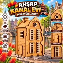 Algwood Ahşap Kanal Evi Maketi 31 Parça 3 mm Mdf Minyatür Ev 7X6,5X12 cm