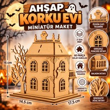 Algwood Ahşap Perili Köşk Maketi 60 Parça Hayalet Figürlü Korku Evi 17,5X14,5X16 cm