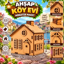 Algwood Ahşap Köy Evi Maketi 35 Parça 3 mm Mdf Minyatür Dekoratif Ev