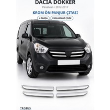 Trobus Dacia Dokker 2012-2017 Uyumlu Krom Ön Panjur Çıtası 4 Parça Paslanmaz Çelik