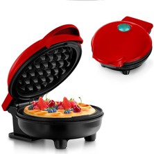 Die Grup Mini Waffle Makinesi, Klasik Waffle Için, Yapışmaz Kaplamalı, Retro Tasarım, Doğum Günleri, Aile Kutlamaları Için, Kırmızı