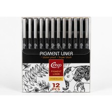 Die Grup 12'li Pigment Liner Teknik Çizim Kalemi Seti – Eskiz, Mimari Çizim ve Illüstrasyon Seti, Suya Dayanıklı Siyah Mürekkep