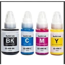 Canonix Canon GI-490 Muadil Mürekkep Seti 4 Renk Siyah Mavi Kırmızı Sarı 4X100 ml Canon Pixma G1400 G1410 G1411 G2400 G2410 G2411 G3400 G3410 G3411 G4400 G4410 G4411 Uyumlu
