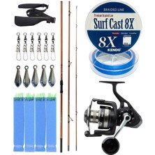 Outdoor Profesyonel Olta Seti Okuma Trio Rex Surf 450CM 120-250 gr 3 Parça Surf Kamışı&savage Ge