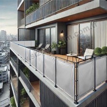 Die Grup Nelazım 150CM x 0.5m Gri Pvc Su Geçirmez Balkon Demiri Korkuluk Çit Branda, PVCBALKONB001701M
