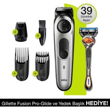 Die Grup Bt 5265 Saç ve Sakal Şekillendirici, Autosense Teknoloji, Kablosuz, Yıkanabilir, Kuru Kullanım + Gillette Hediye, Siyah, Gri